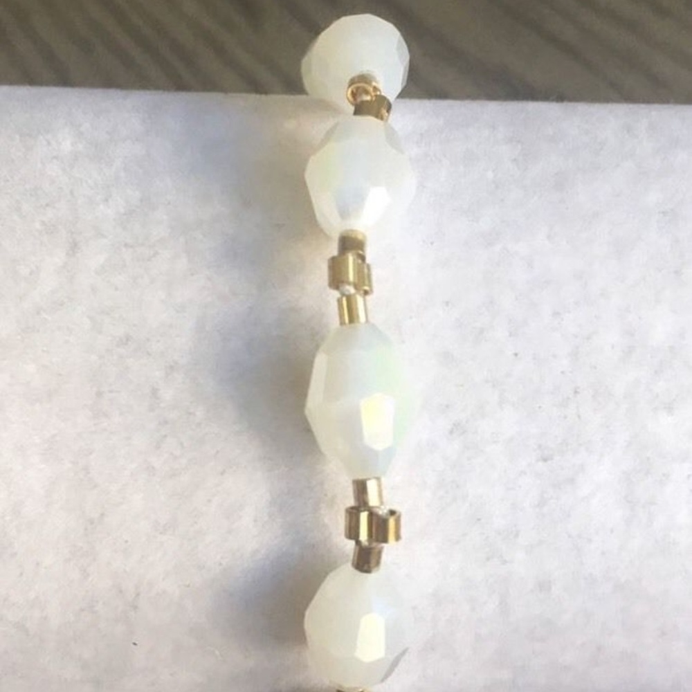 New Auth Chan Luu White Crystal Pull Tie Bracelet